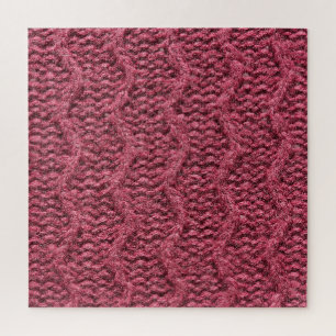 Knitted sweater texture, cherry purple. jigsaw puzzle