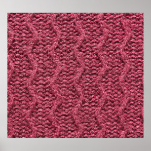 Knitted sweater texture, cherry purple. poster