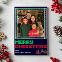 Knitted Sweater Xmas Pattern Merry Christmas Photo