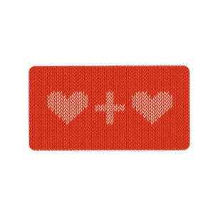 Knitted Two Hearts Label