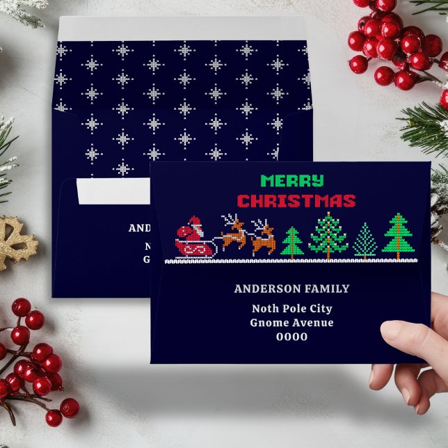 Knitted Ugly Sweater Pattern Navy Blue Christmas  Envelope (Creator Uploaded)