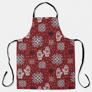 Knitted Winter Christmas Decorative Pattern Apron