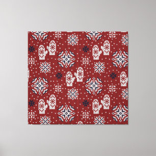 Knitted Winter Christmas Decorative Pattern Canvas Print