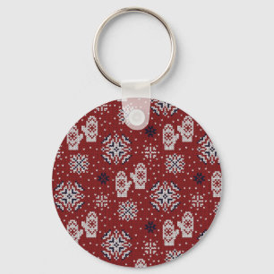 Knitted Winter Christmas Decorative Pattern Key Ring