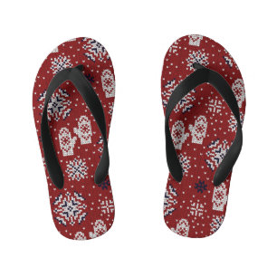 Knitted Winter Christmas Decorative Pattern Kid's Flip Flops
