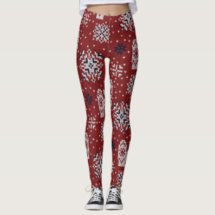 Knitted Winter Christmas Decorative Pattern Leggings