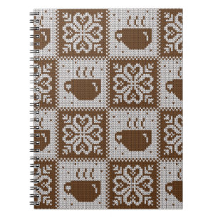 Knitted winter cups: hot beverage pattern. notebook