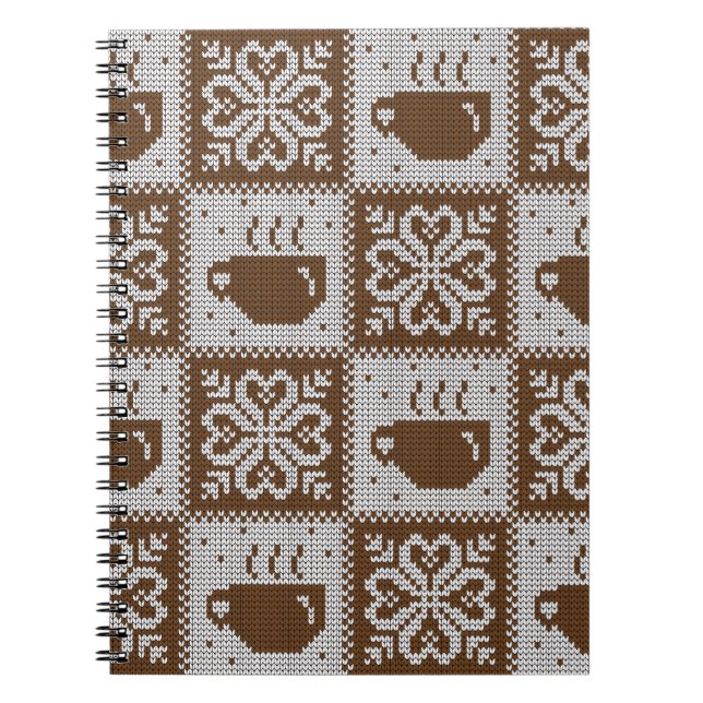 Knitted winter cups: hot beverage pattern. notebook (Front)