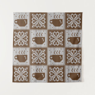 Knitted winter cups: hot beverage pattern. tapestry