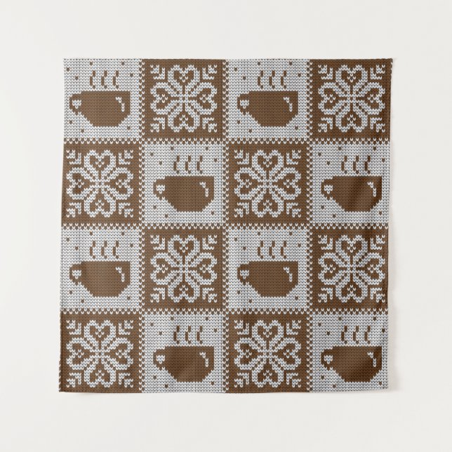 Knitted winter cups: hot beverage pattern. tapestry (Front)