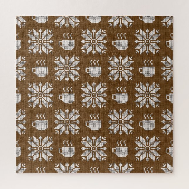 Knitted Winter: Decorative Tea Cups Jigsaw Puzzle (Vertical)