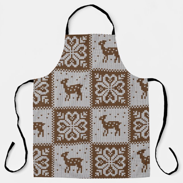 Knitted winter deers: vintage pattern. apron (Front)