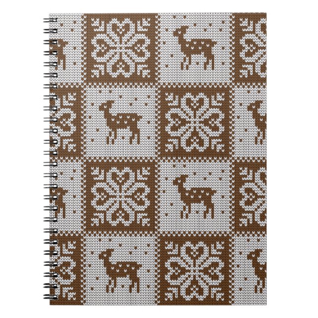Knitted winter deers: vintage pattern. notebook (Front)