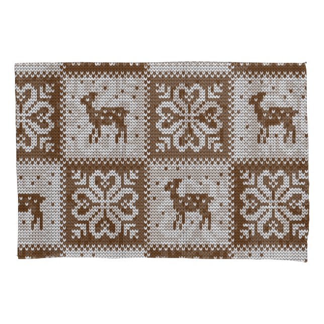 Knitted winter deers: vintage pattern. pillowcase (Front)