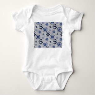 Knitted Winter Penguins Decorative Pattern Baby Bodysuit