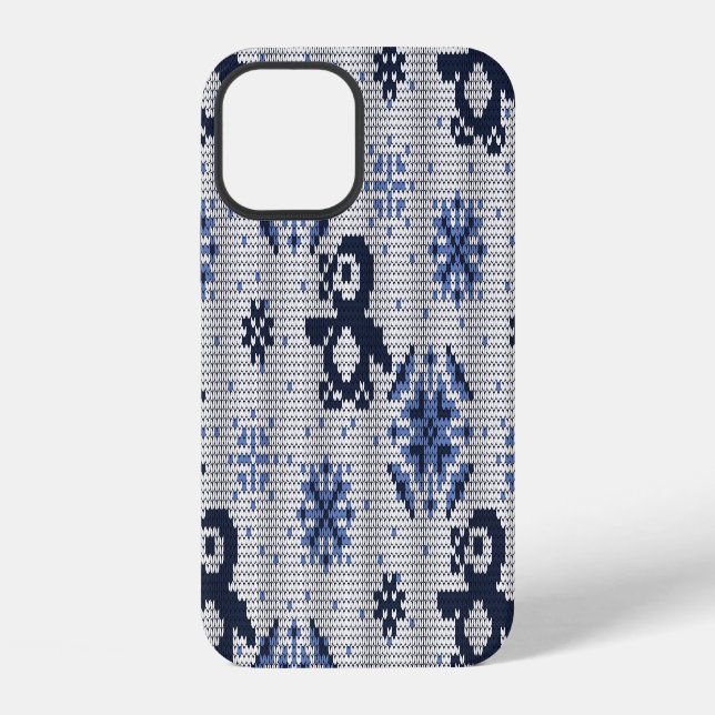 Knitted Winter Penguins Decorative Pattern iPhone Case (Back)