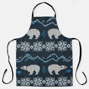 Knitted winter vintage seamless decorative pattern apron