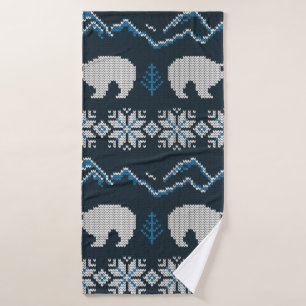 Knitted winter vintage seamless decorative pattern bath towel