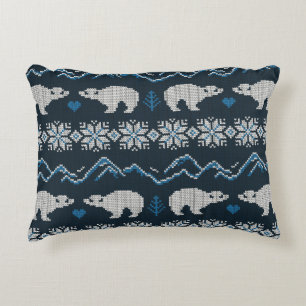 Knitted winter vintage seamless decorative pattern cushion