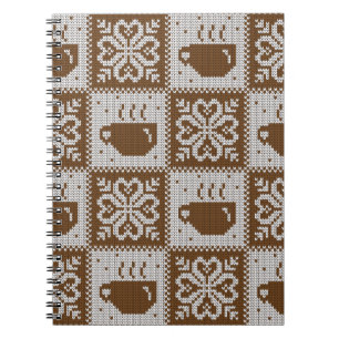 Knitted winter vintage seamless decorative pattern notebook