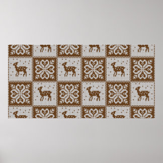 Knitted winter vintage seamless decorative pattern poster