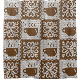 Knitted winter vintage seamless decorative pattern shower curtain