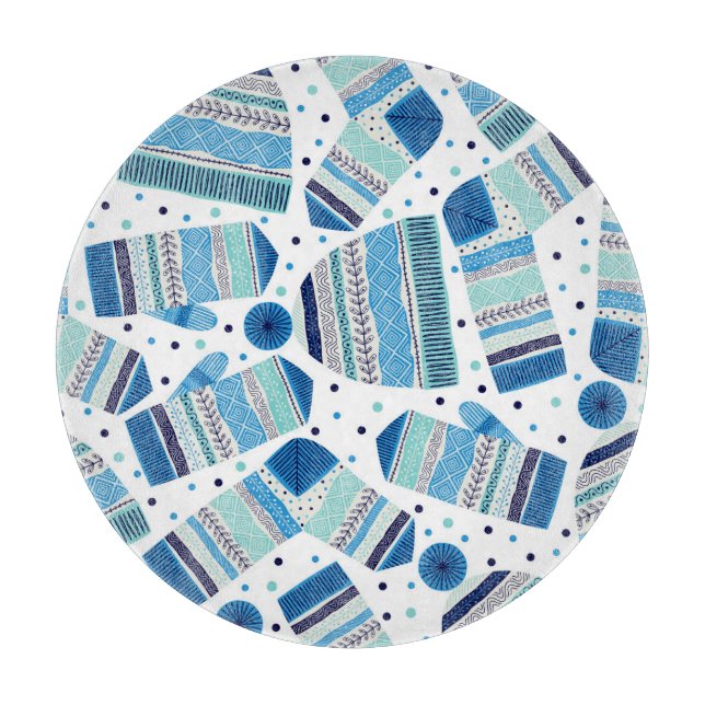 Knitted Winterwear: Cosy Seamless Pattern. Cutting Board (Front)