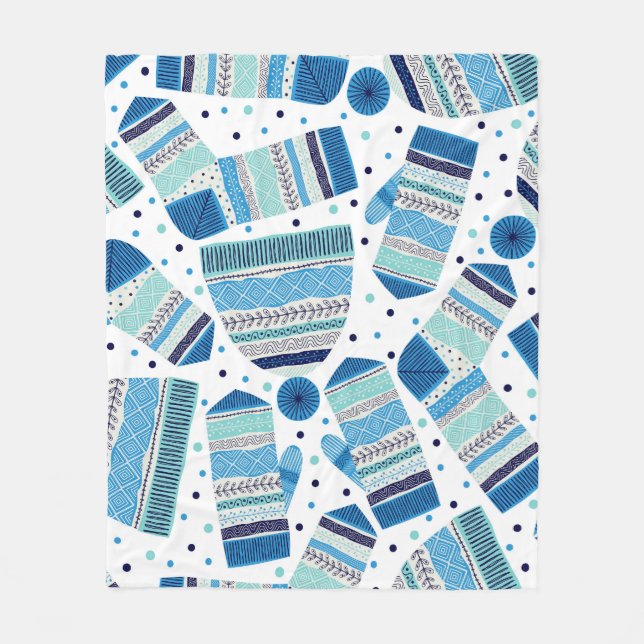 Knitted Winterwear: Cosy Seamless Pattern. Fleece Blanket (Front)