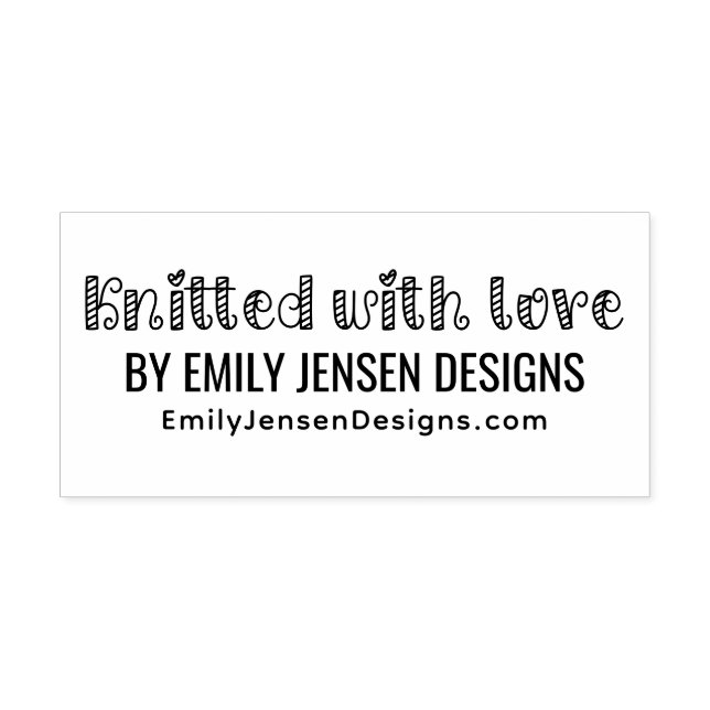 Knitted with Love #1 Business Name Website URL Self-inking Stamp (Design)