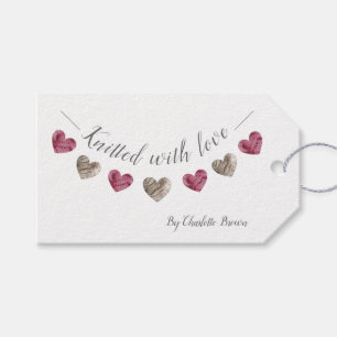 Knitted with love bunting heart label