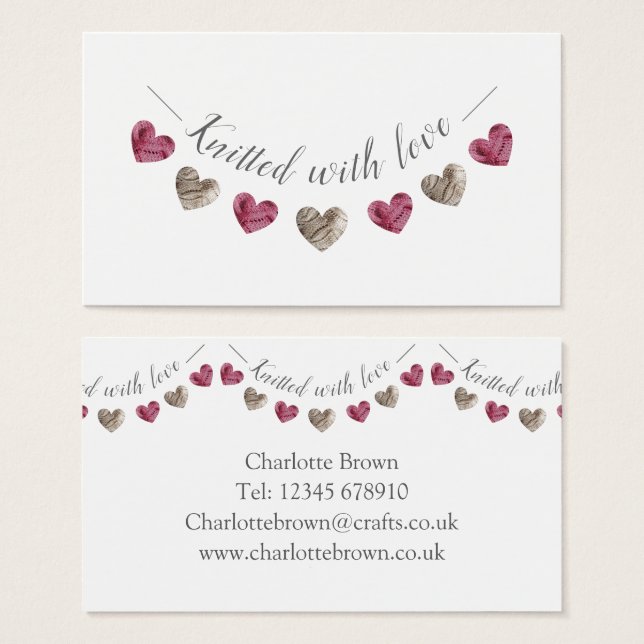 knitted with love gift or business card (Front & Back)