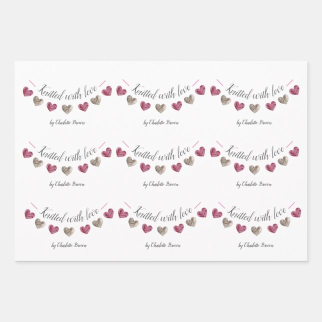 "Knitted with love" hand made presents Wrapping Paper Sheet (Front)
