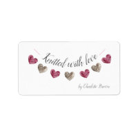 Knitted with love wool heart paper label