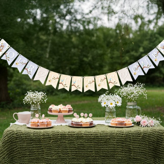 Knitted Woodland Bear Little baby Boy Cub Shower Bunting (Knitted Woodland Bear Little baby Boy Cub Shower Bunting Flags)