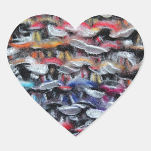 Knitted wool yarn colourful heart sticker