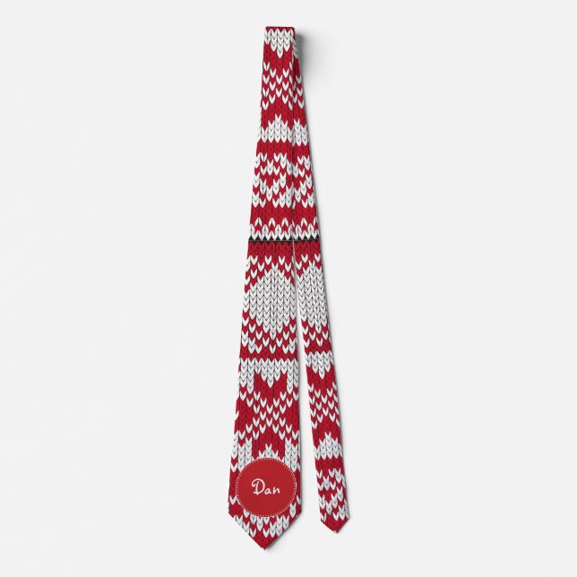 Knitted Xmas Monogram Tie (Front)