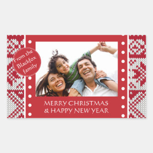 Knitted Xmas Rectangular Sticker