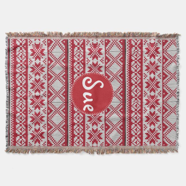 Knitted Xmas Throw Blanket (Front)