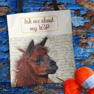 Knitter Alpaca Custom WIP Saying Project Tote Bag