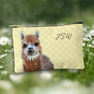 Knitter Gift Llama Monogrammed Supplies Accessory Pouch
