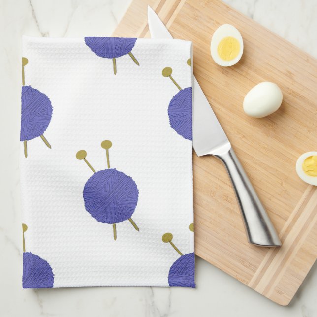 Knitter Knitting Themed Tea Towel (Quarter Fold)