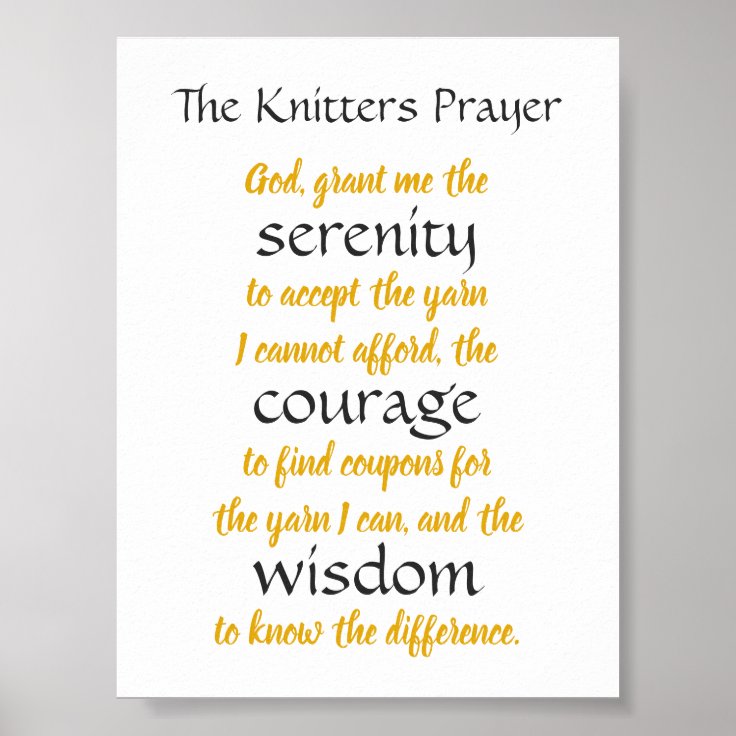 Knitters Prayer Funny Poster | Zazzle