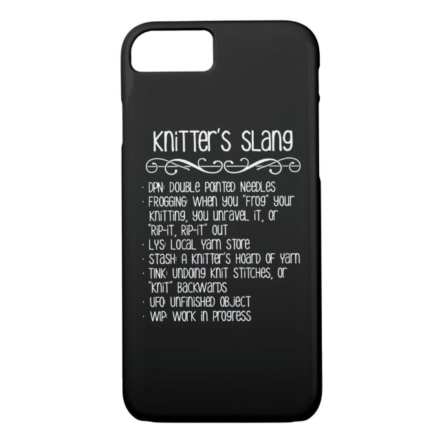 Knitter's Slang Funny Knitting Case-Mate iPhone Case (Back)