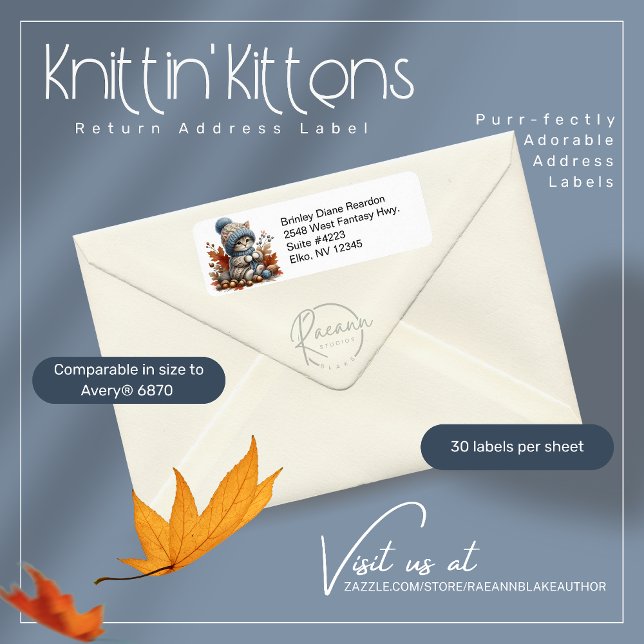 Knittin' Kitten Return Address Label (Creator Uploaded)