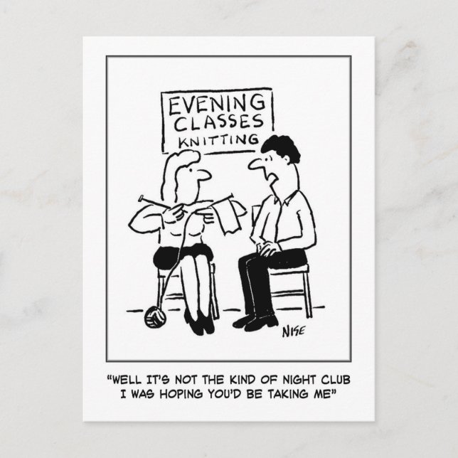 Knitting Adult Education Night Class & Night Club Postcard (Front)