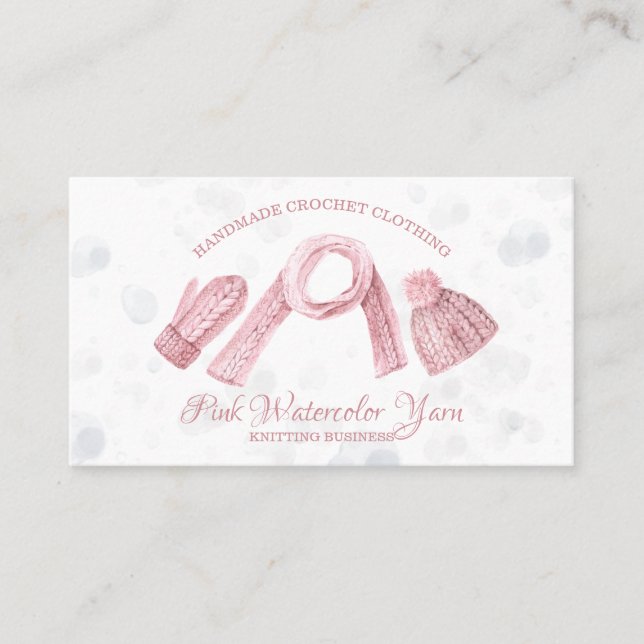 Knitting Amigurumi Crochet Winter Clothing Photo Business Card (Front)