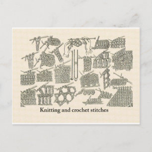 Knitting and crochet stitches postcard