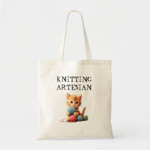 Knitting Artesian Personalise Text Name Pet Photo Tote Bag