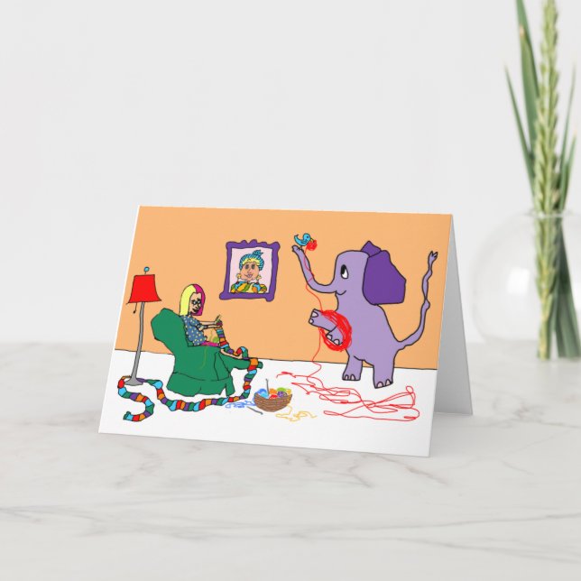 Knitting Away -a card for those in isolation (Front)