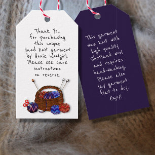 Knitting Basket Handmade Knitwear Garment Tag